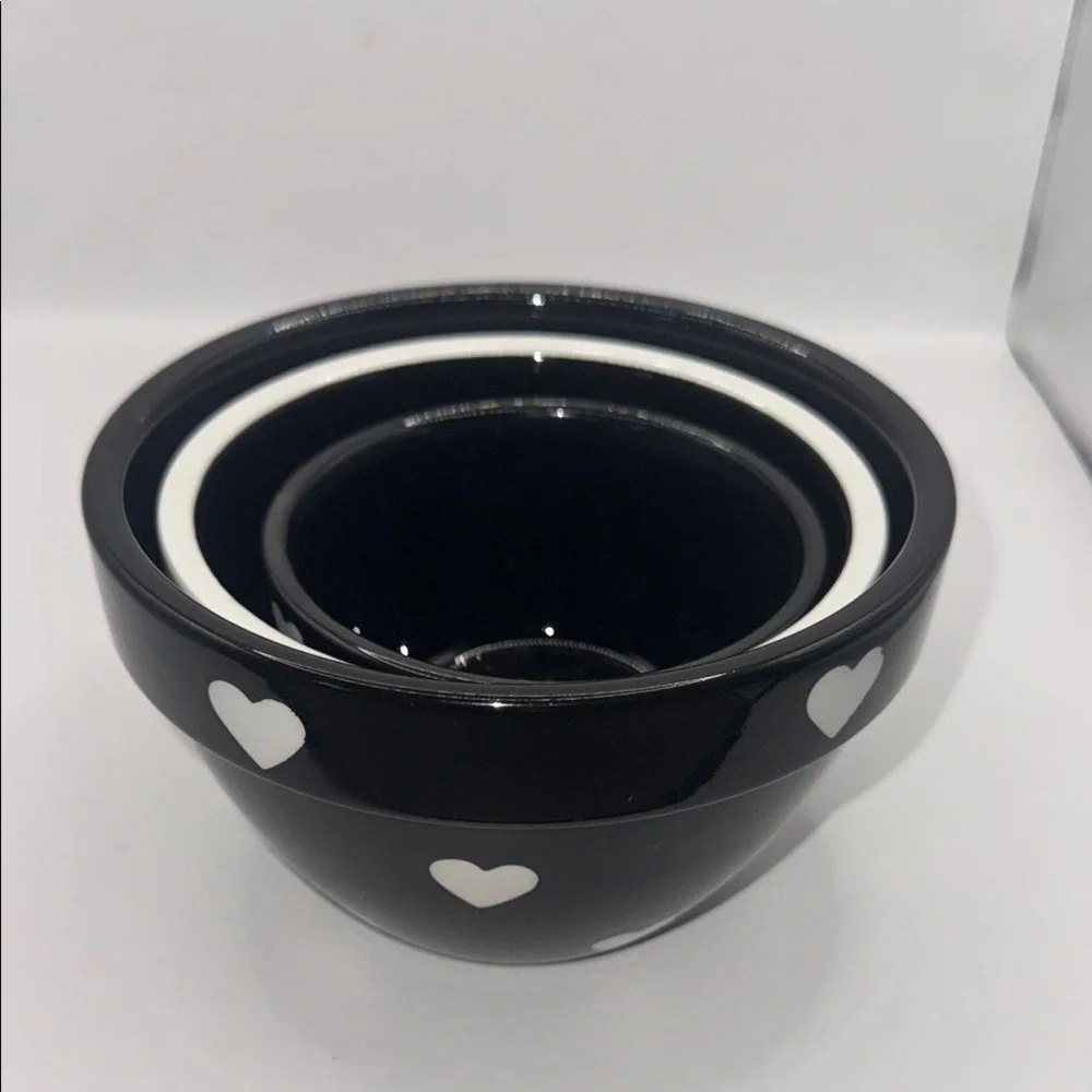 Heart Patterned Black and White nesting Bowls